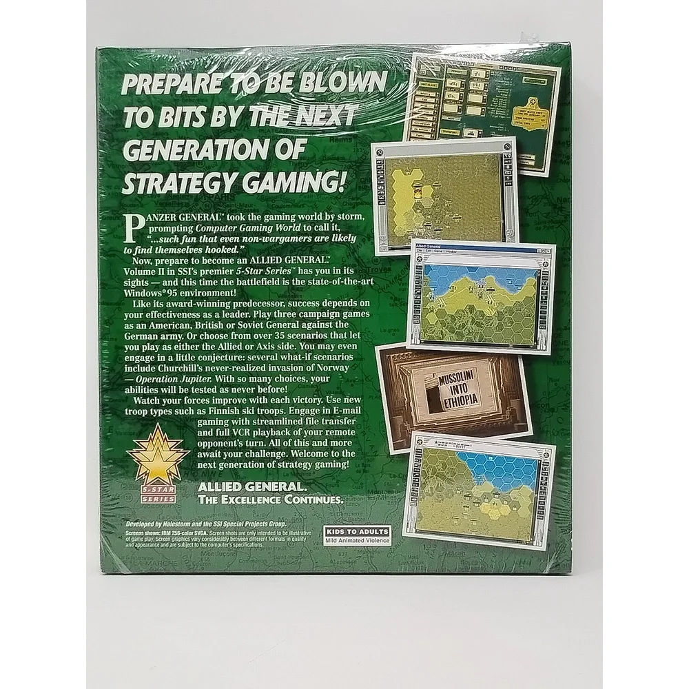 SSI Allied General PC Game 1995 Big Box Strategy WWII Simulation Retro Windows